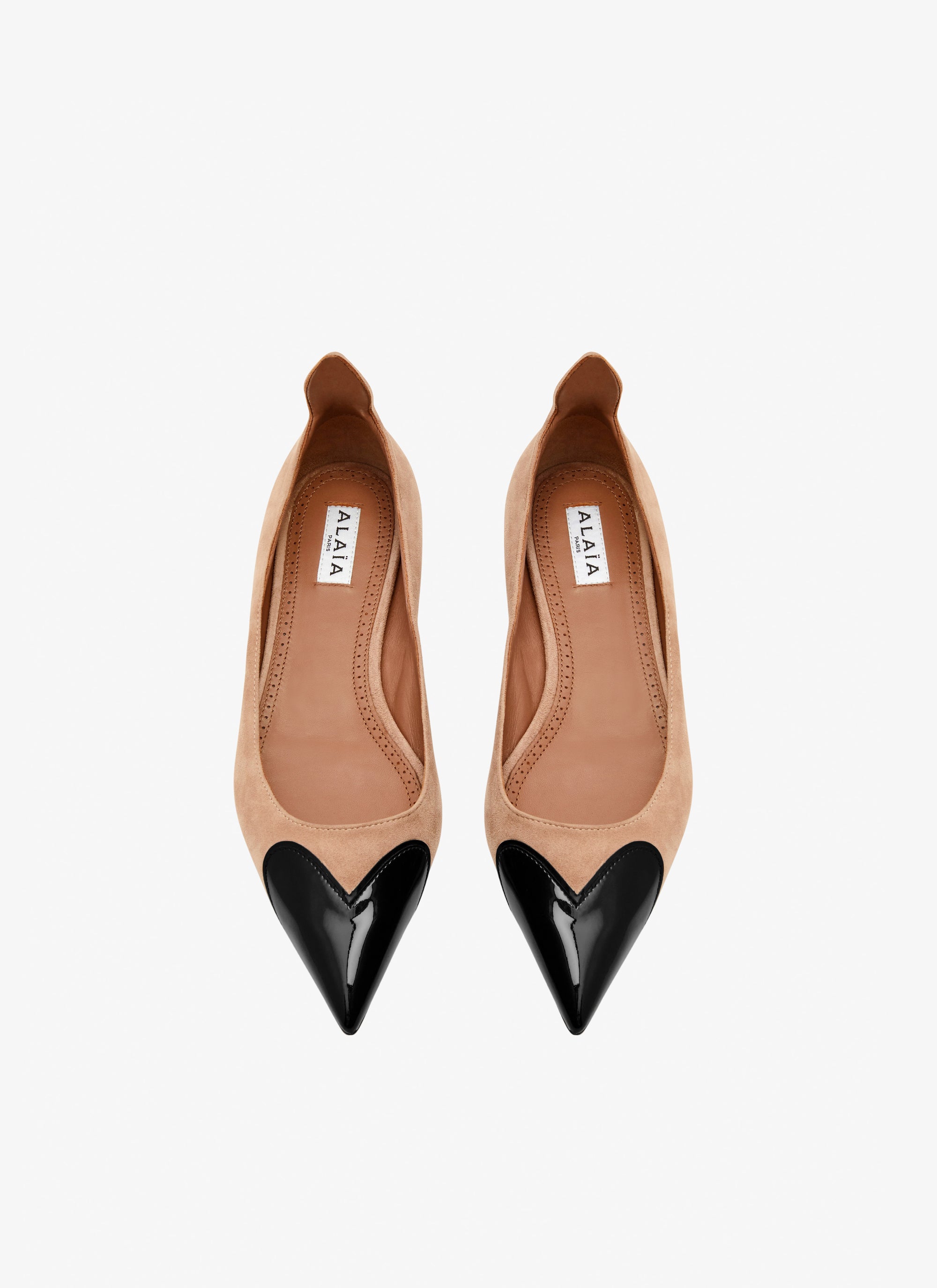 Leather Heart Ballerinas - Flesh & Black