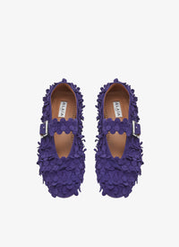 Ballerines à bride et empiècements fleuris en cuir - Ultraviolet