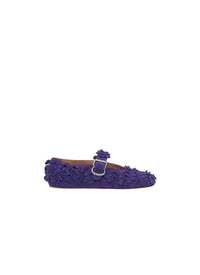 Ballerines à bride et empiècements fleuris en cuir - Ultraviolet