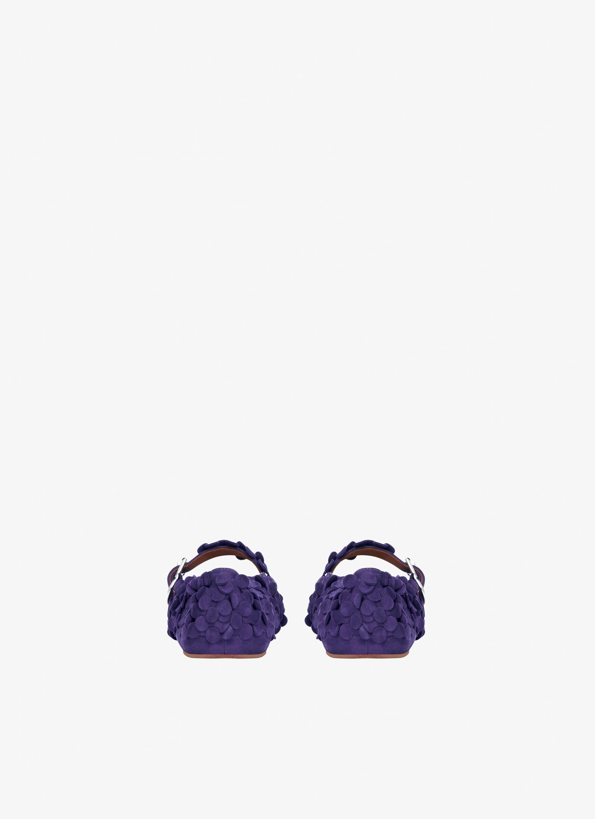 Ballerines à bride et empiècements fleuris en cuir - Ultraviolet