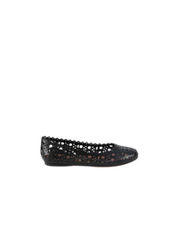 Ballerines classique ajourées à bout rond en cuir - Noir