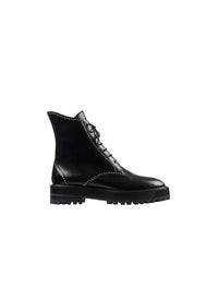 Bottines lacées à œillets en cuir - Noir