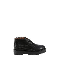 Bottines ajourées en cuir - Noir & Noir