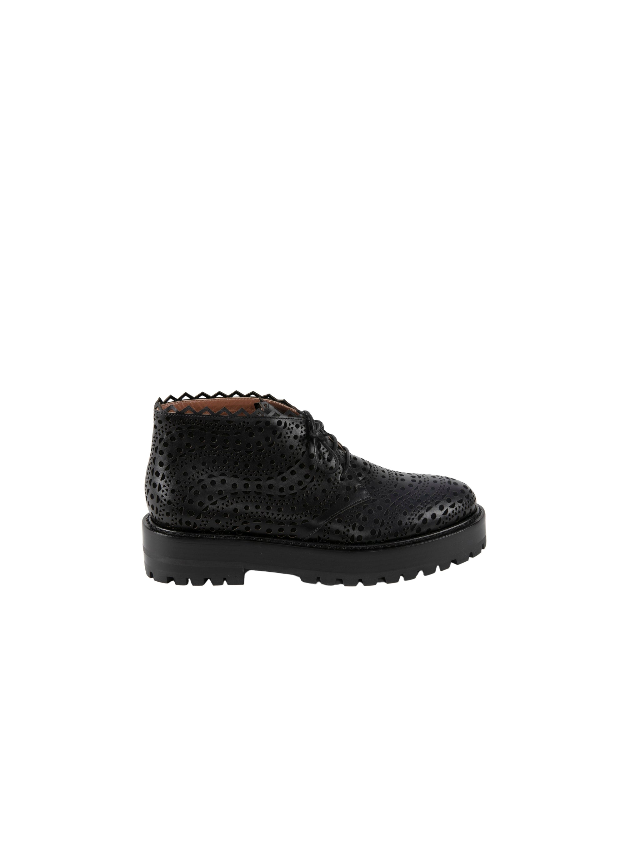 Bottines ajourées en cuir - Noir & Noir