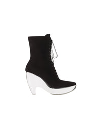 Bottines en daim et plexi en cuir - Noir