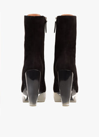 Bottines en daim et plexi en cuir - Noir