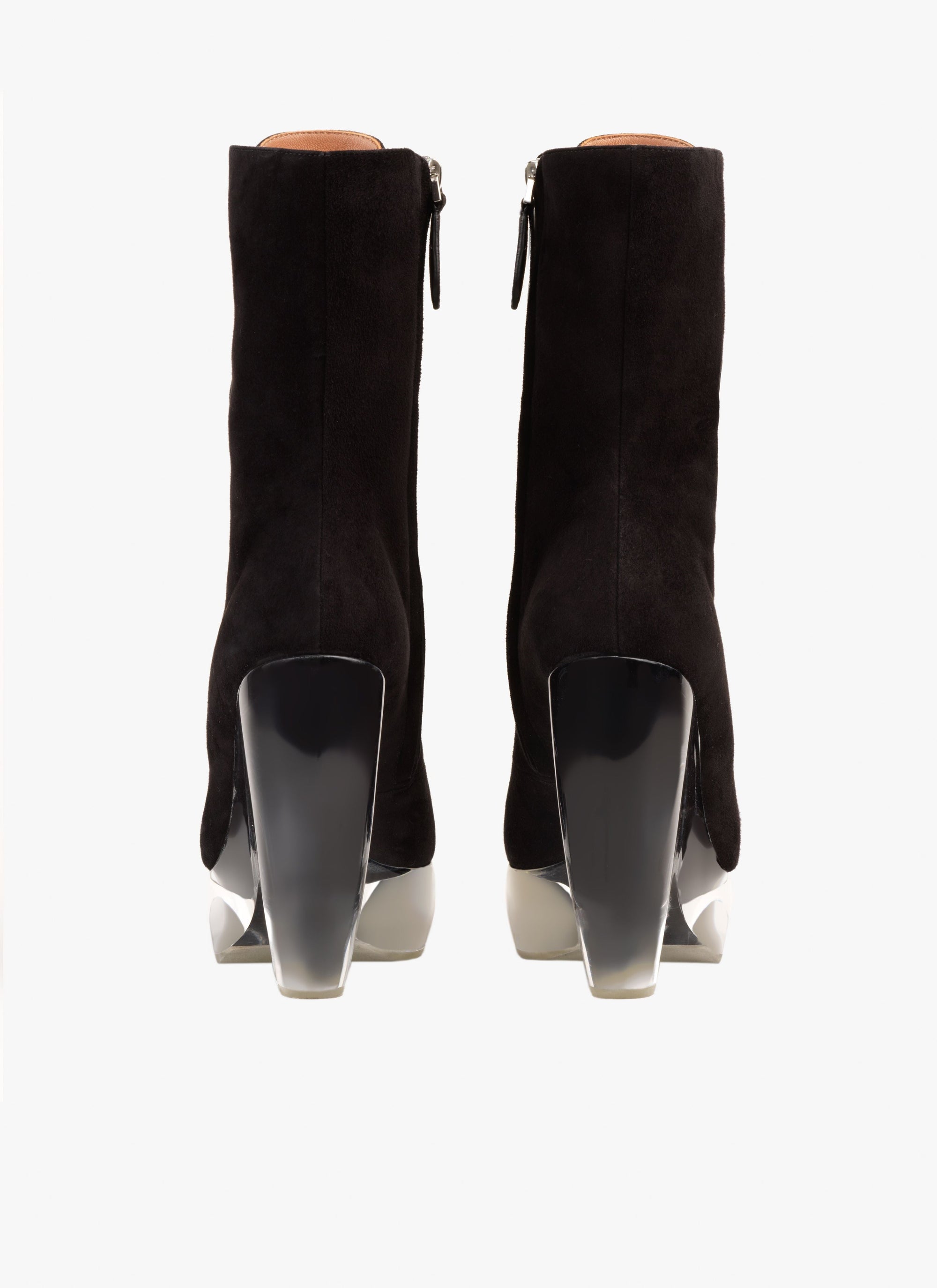 Bottines en daim et plexi en cuir - Noir
