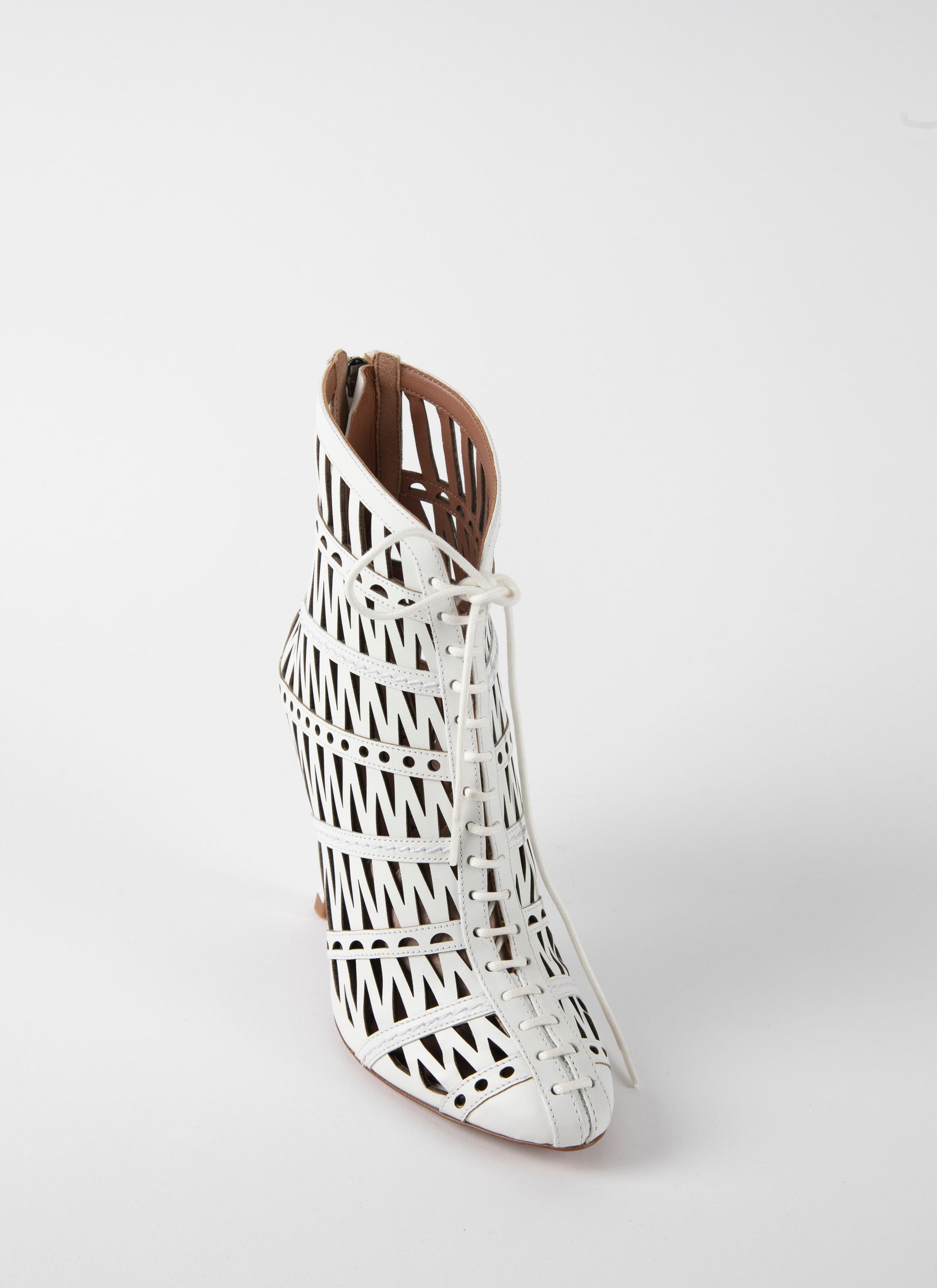 Bottines à découpe 100 en cuir - Blanc Craie