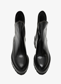 Studded boots in leather - Black intense
