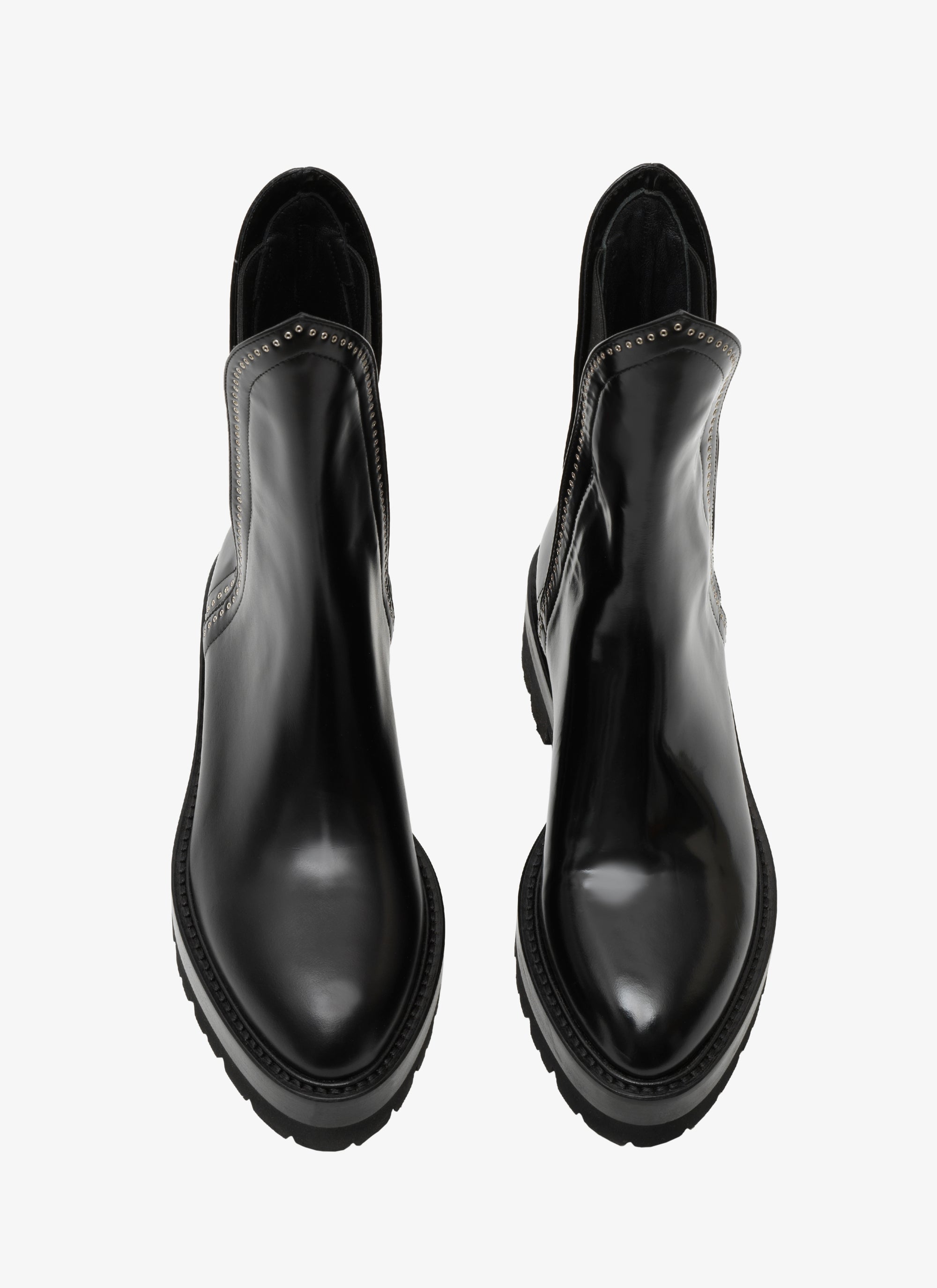 Studded boots in leather - Black intense