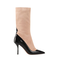 Bi-material leather boots - Flesh & Black