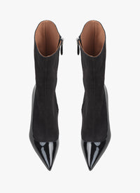 Bottines bi-matière en cuir - Noir