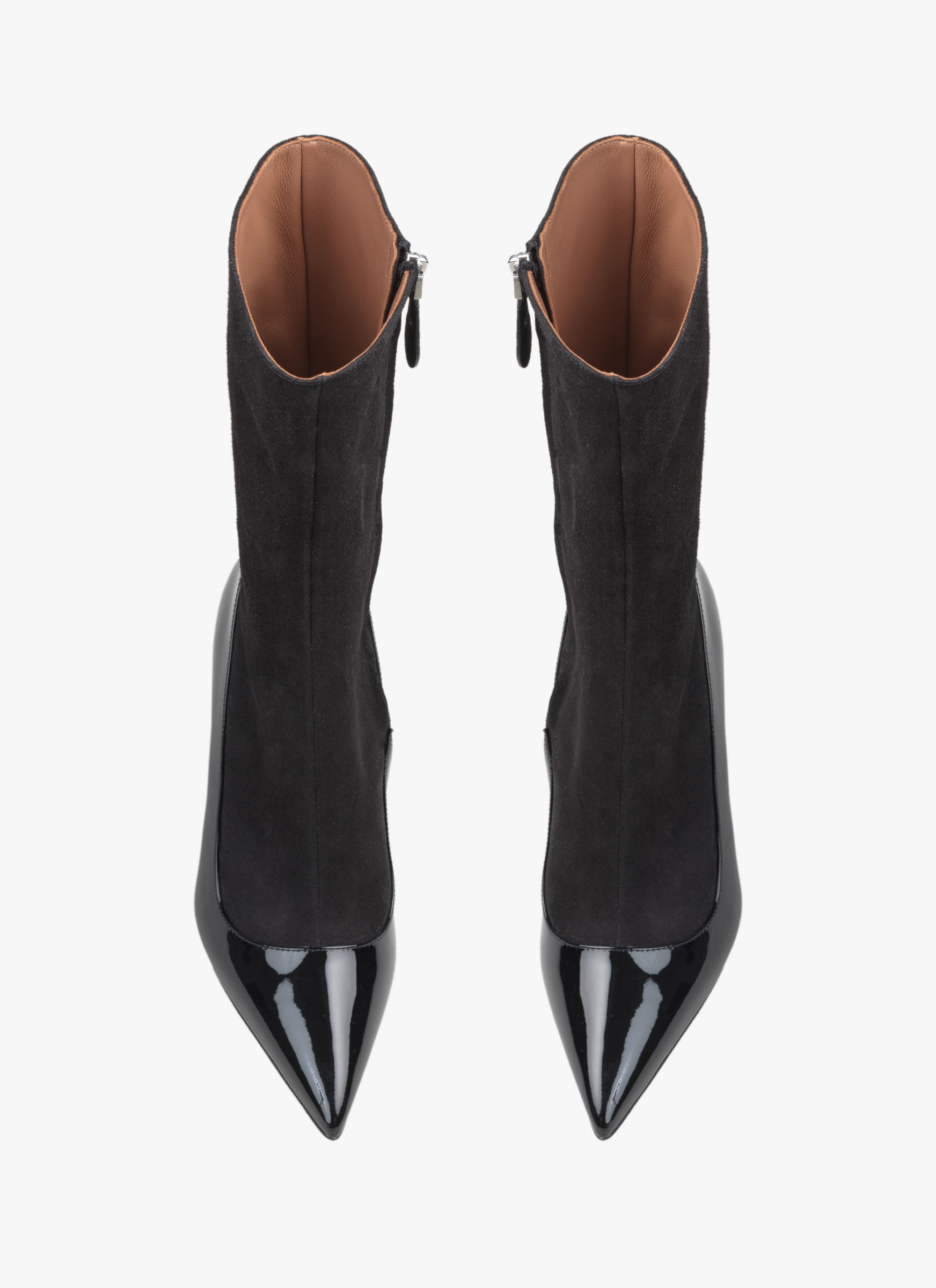 Bottines bi-matière en cuir - Noir