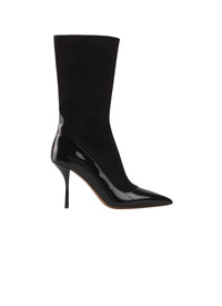 Bottines bi-matière en cuir - Noir