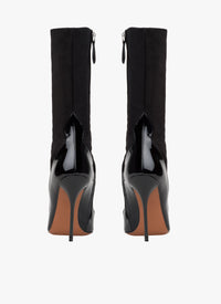 Bottines bi-matière en cuir - Noir