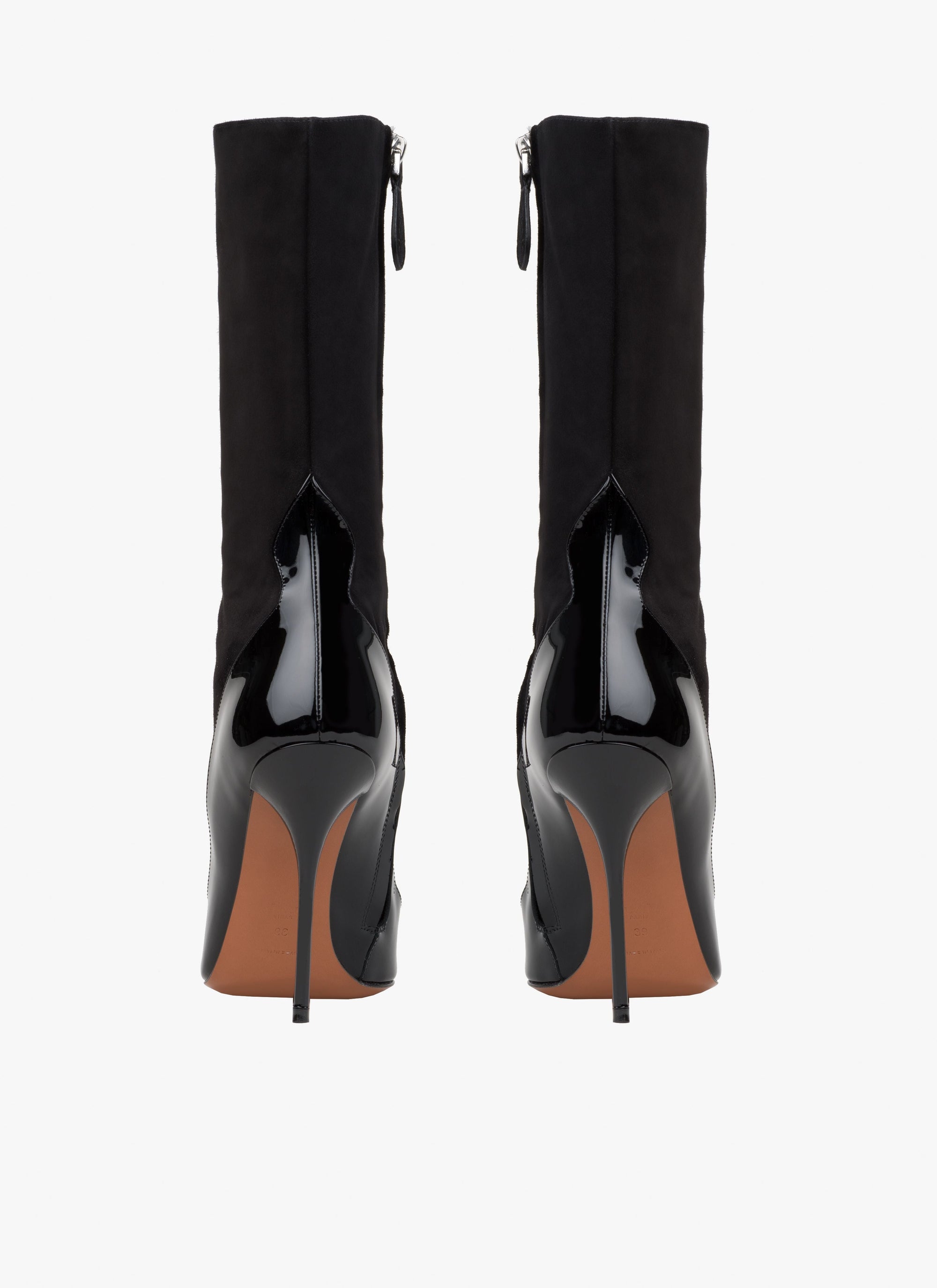 Bottines bi-matière en cuir - Noir