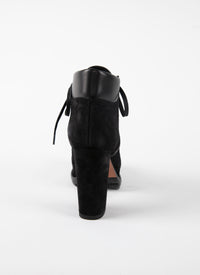 Bottines à talons larges 100 en velours - Noir