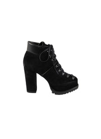 Bottines à talons larges 100 en velours - Noir