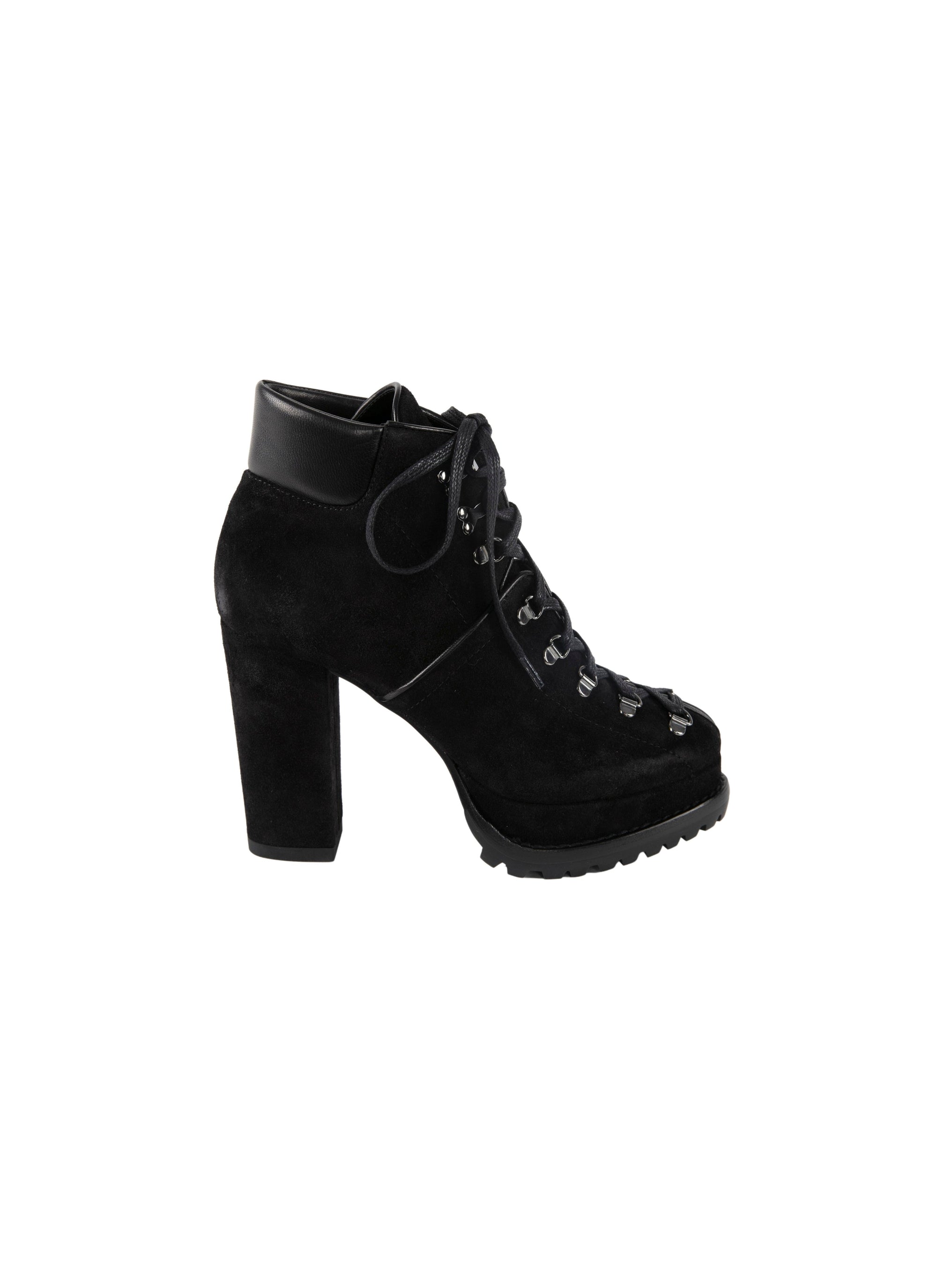 Bottines à talons larges 100 en velours - Noir