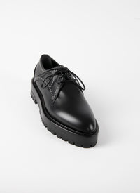Derbies with small eyelets in leather - Black intense