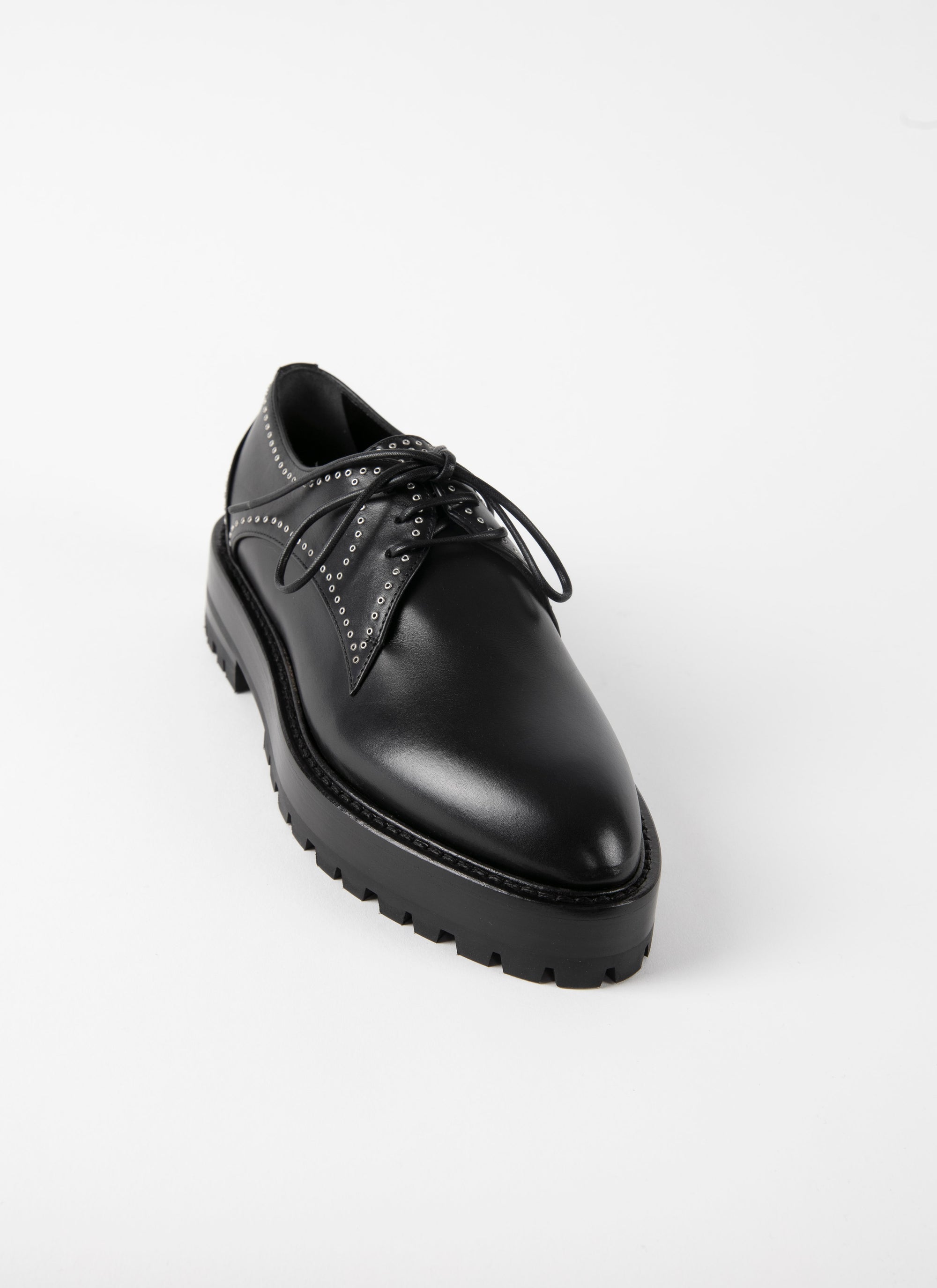 Derbies with small eyelets in leather - Black intense
