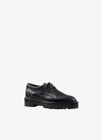 Derbies with small eyelets in leather - Black intense