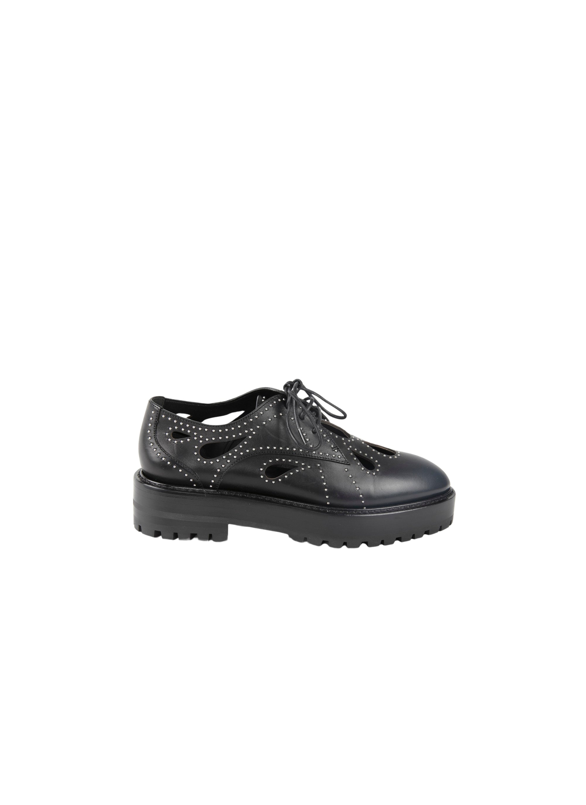Derbies perforées et cloutées en cuir - Noir