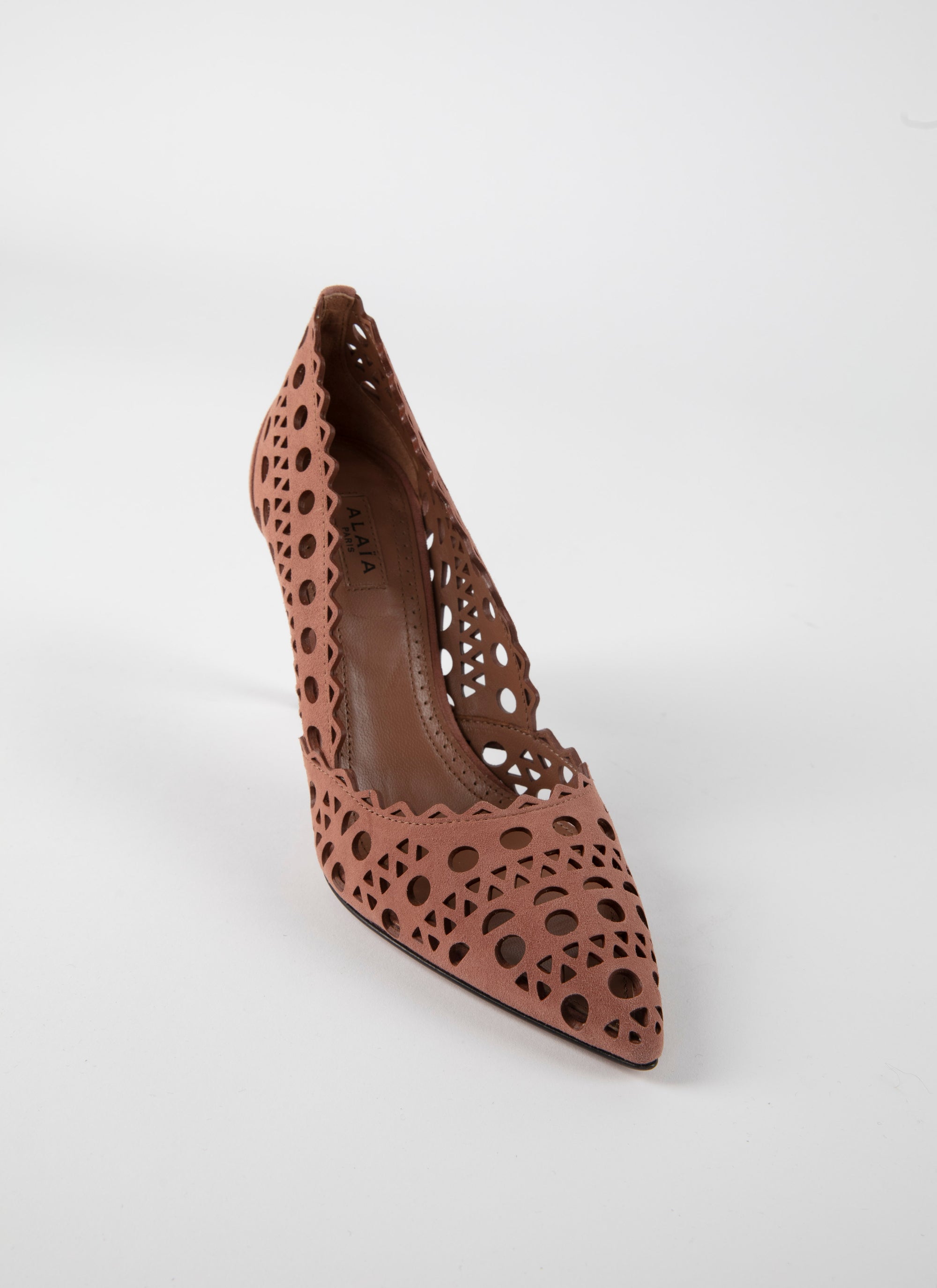 Escarpins à motif ajouré 90 en cuir - Tabac