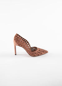 Escarpins à motif ajouré 90 en cuir - Tabac