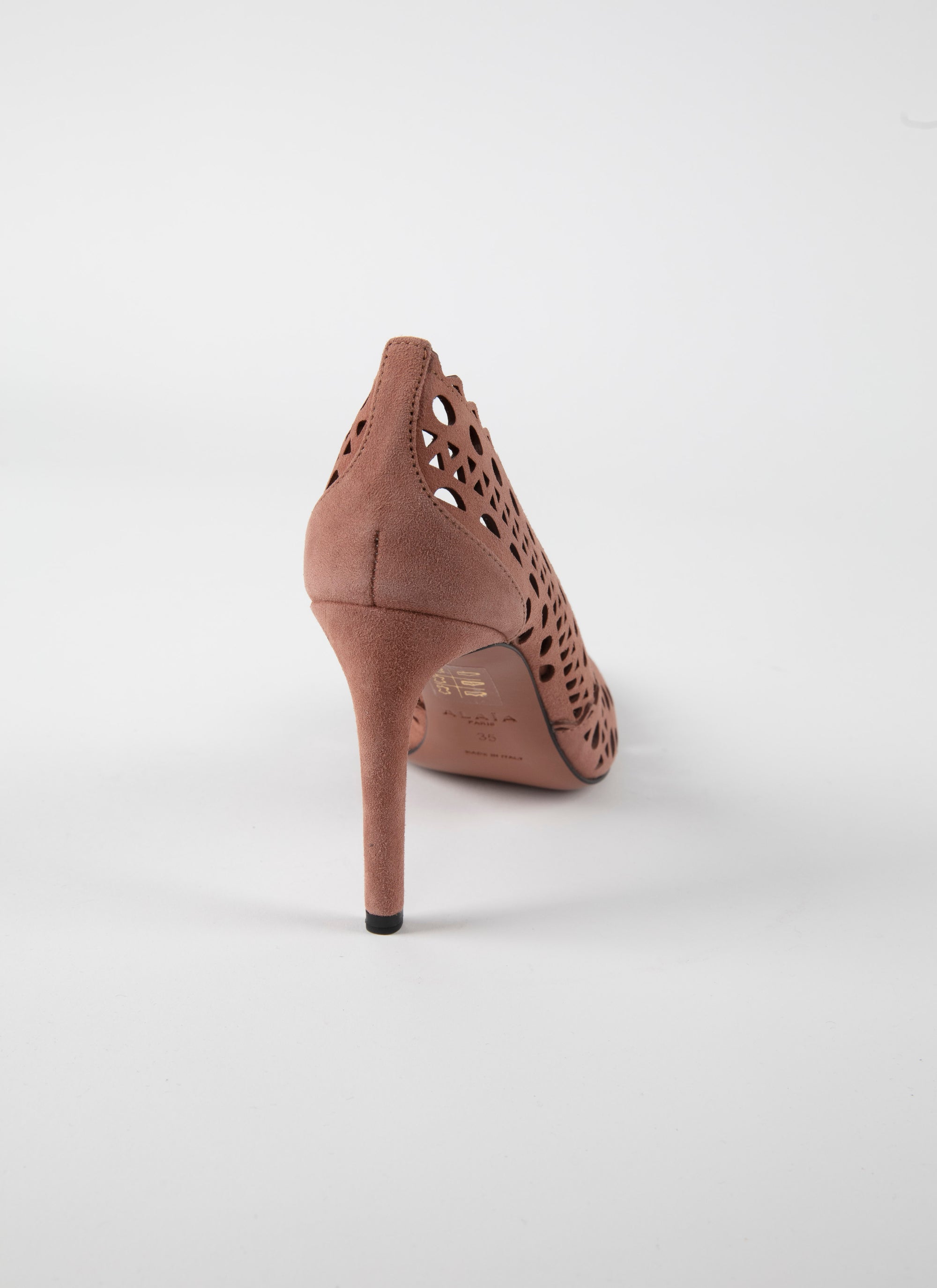 Escarpins à motif ajouré 90 en cuir - Tabac