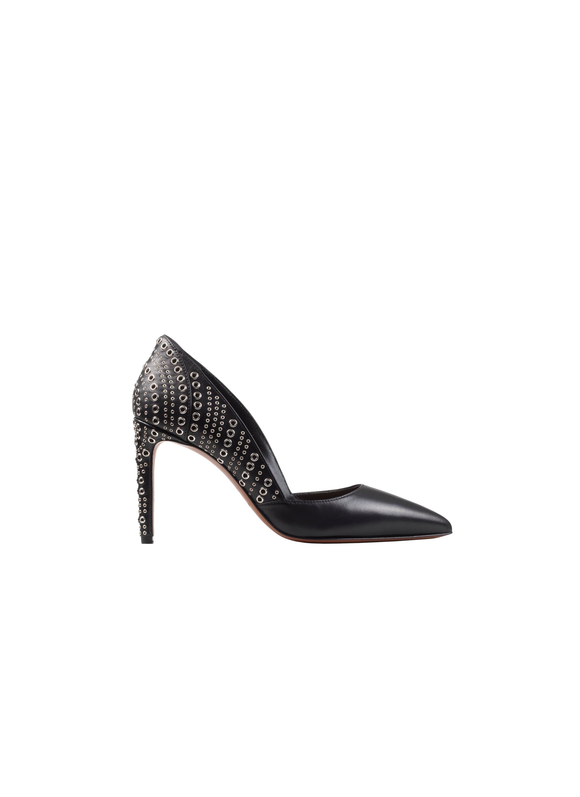 90 eyelet court shoes in leather - Black intense