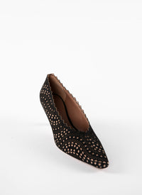 Escarpins 55 découpe à bout pointu en cuir - Noir & Chair