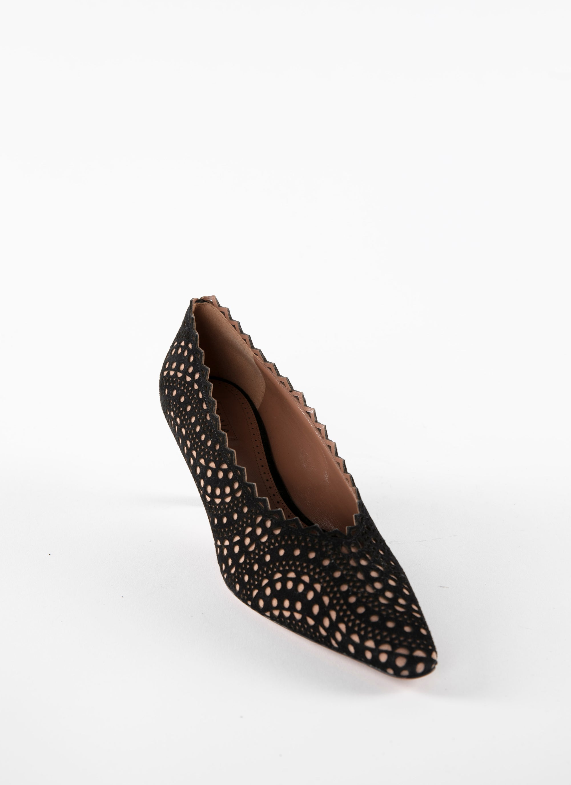 Escarpins 55 découpe à bout pointu en cuir - Noir & Chair