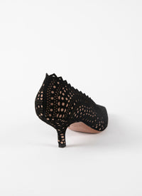 Escarpins 55 découpe à bout pointu en cuir - Noir & Chair