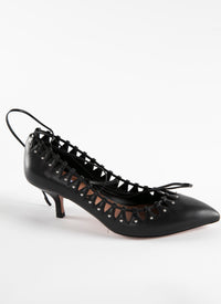Escarpins 55 bout pointu à lanières en cuir - Noir