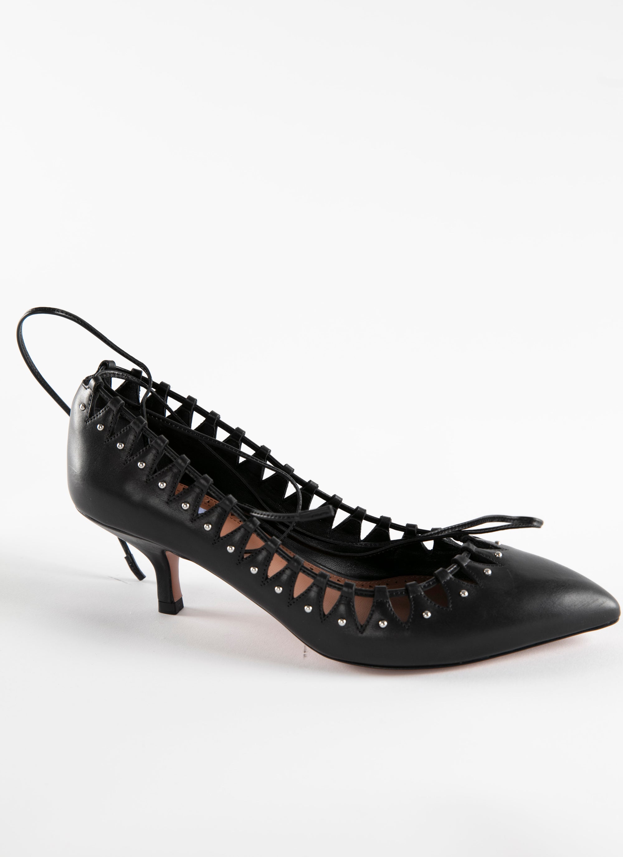 Escarpins 55 bout pointu à lanières en cuir - Noir