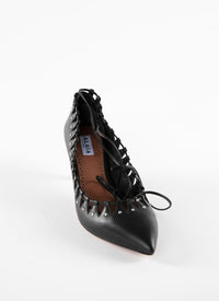 Escarpins 55 bout pointu à lanières en cuir - Noir