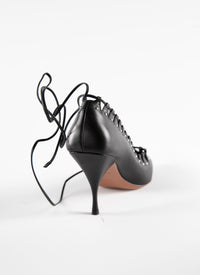 Escarpins 90 bout pointu à lanières en cuir - Noir