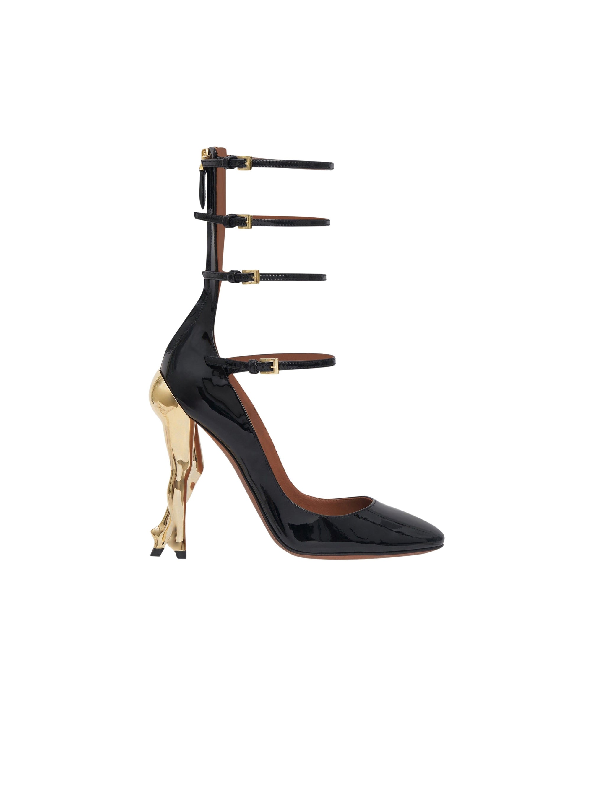 Escarpins cabaret en cuir - Or & Noir