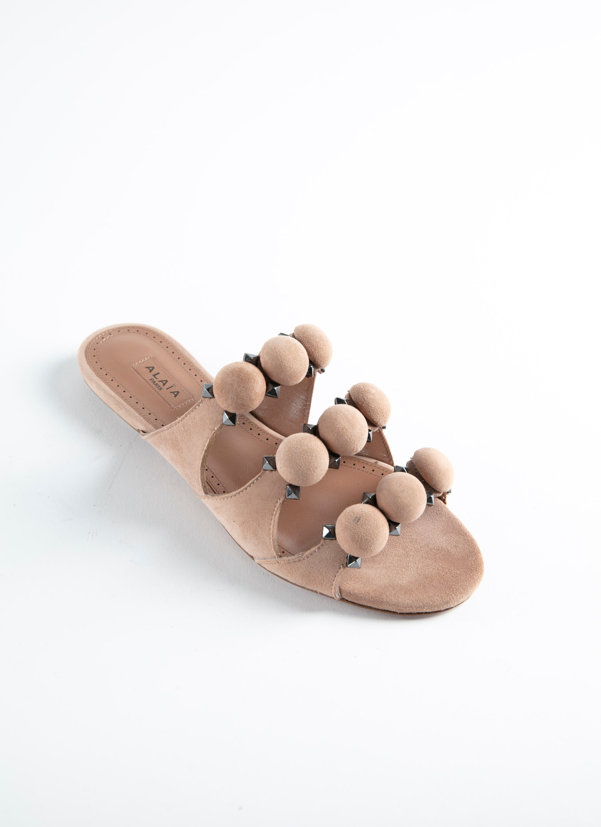 Mules ajourées en cuir - Chair