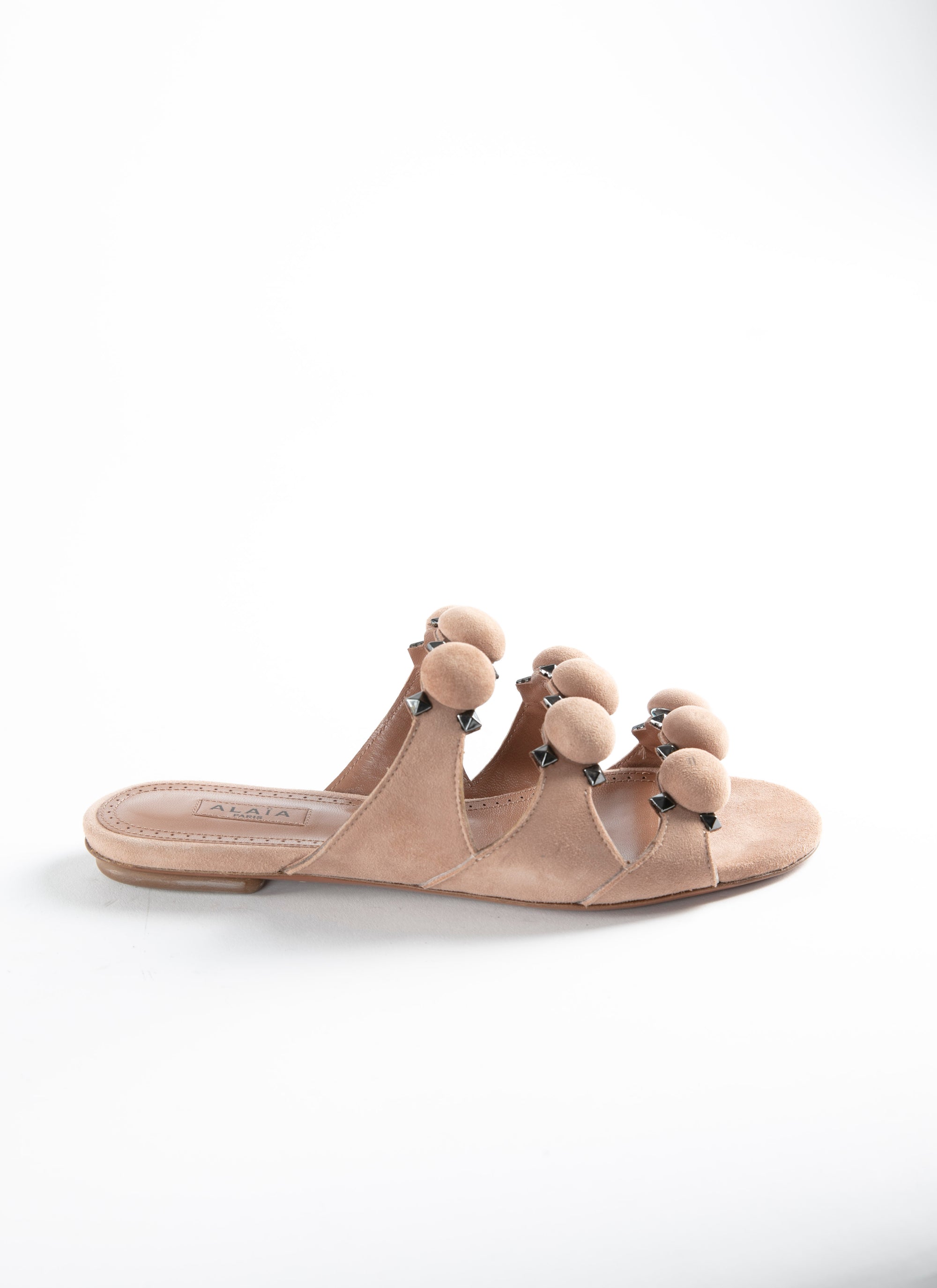 Mules ajourées en cuir - Chair