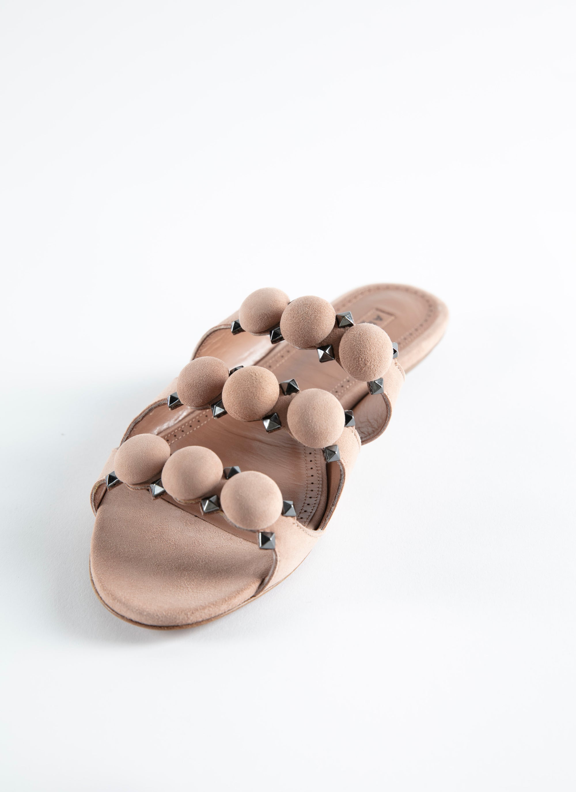 Mules ajourées en cuir - Chair