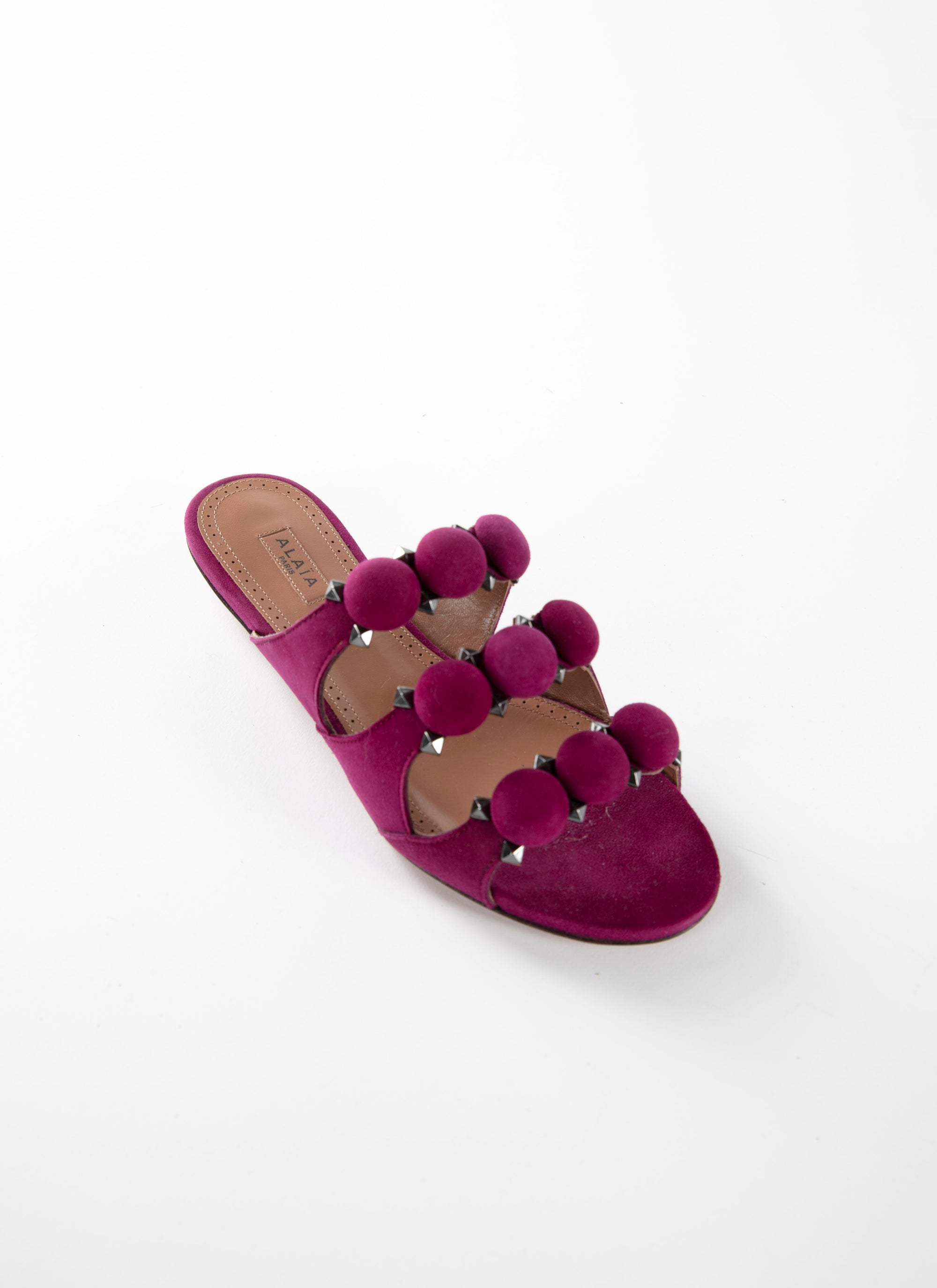 Mules ajourées en cuir - Prune