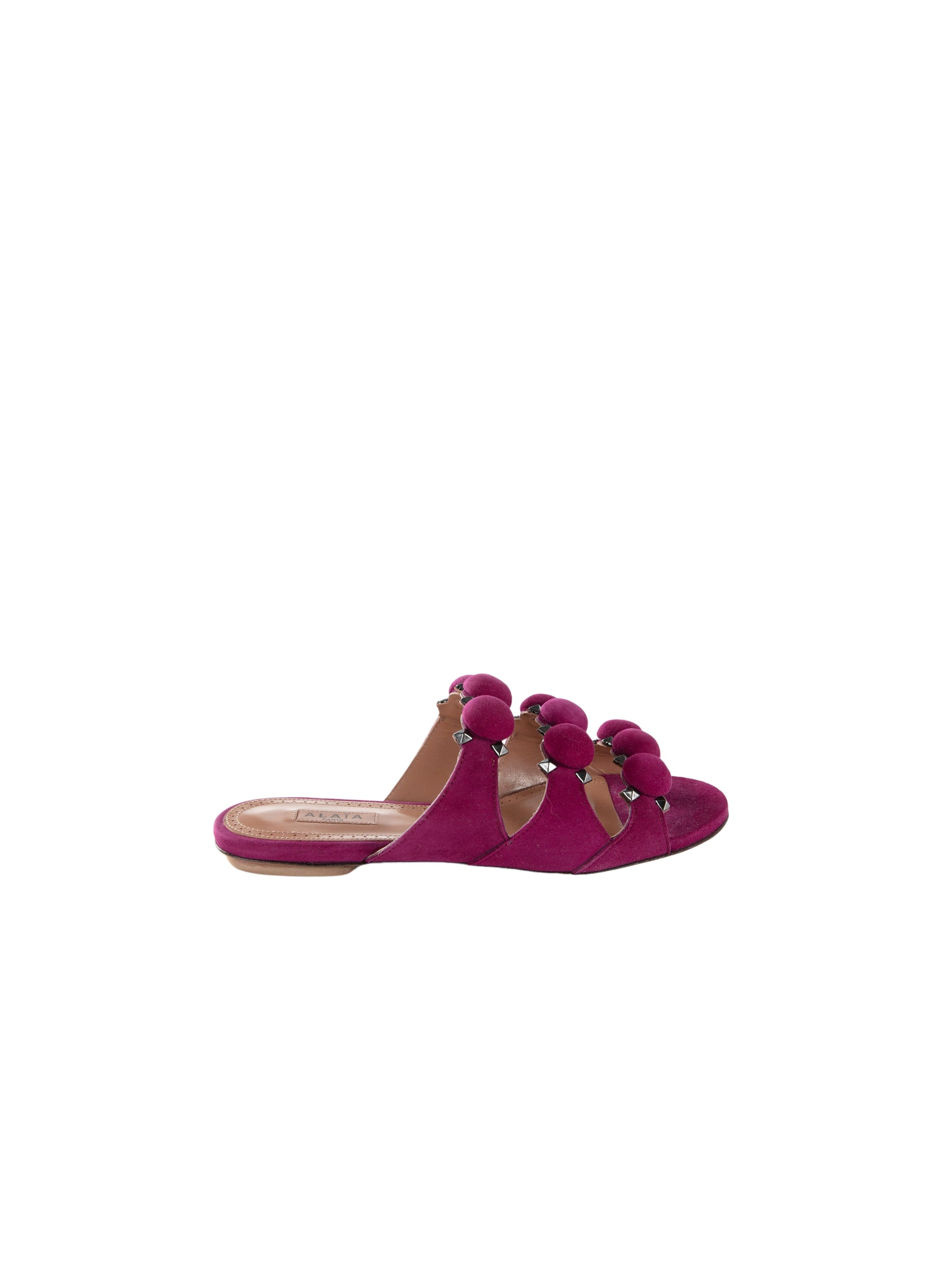 Mules ajourées en cuir - Prune