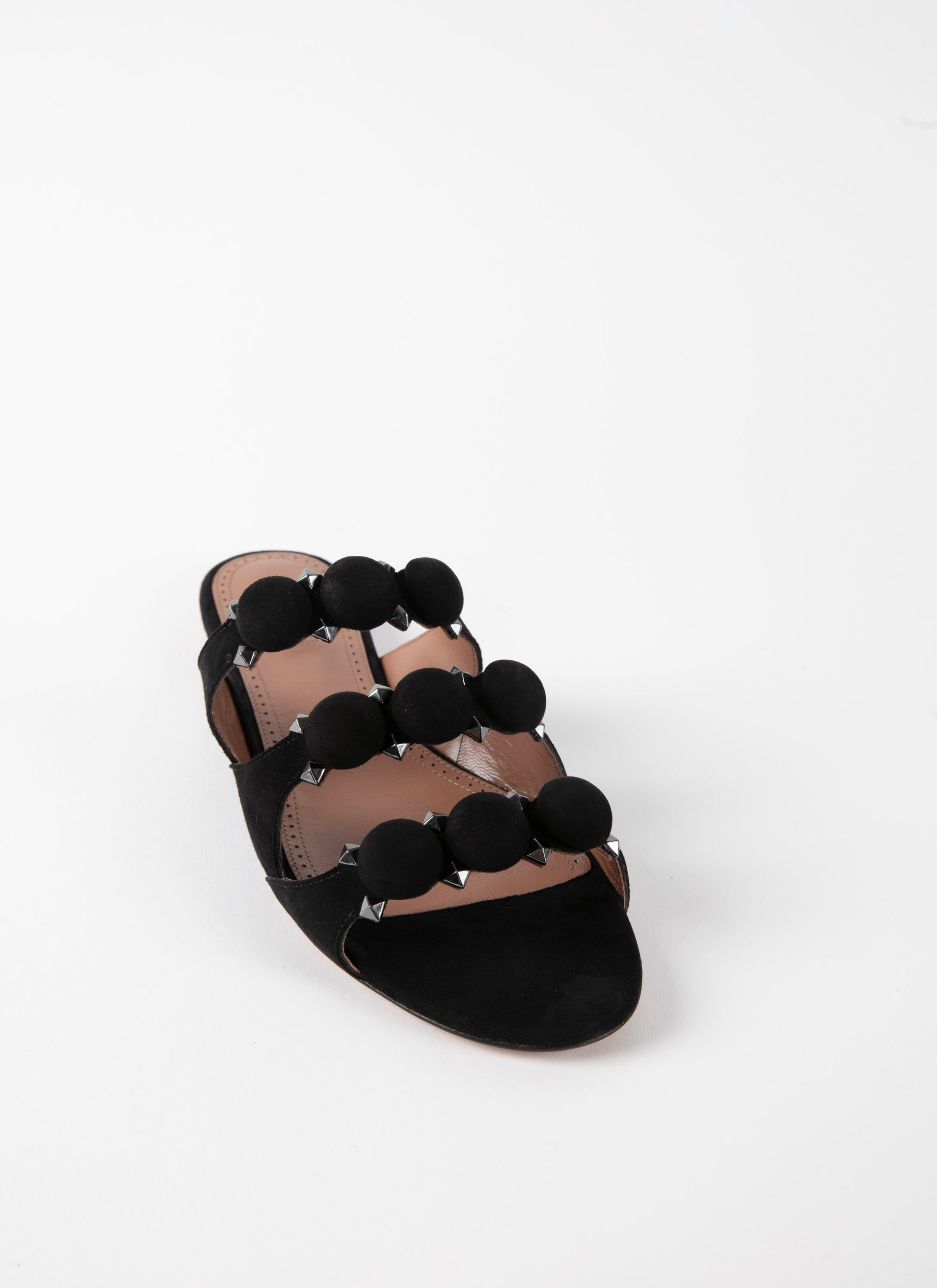 Mules ajourées en cuir - Noir