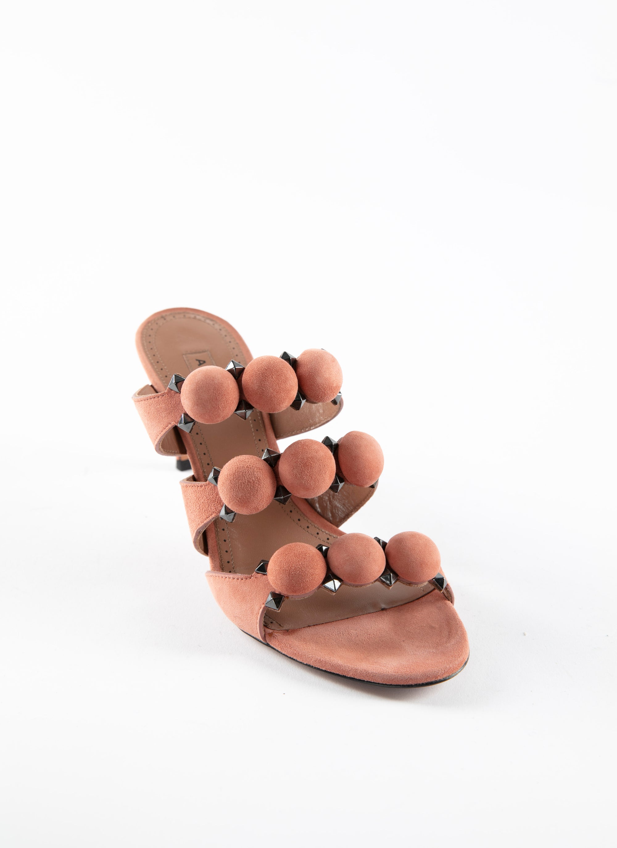 Mules 75 in leather with details - Caramel
