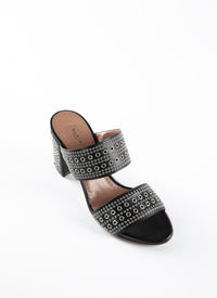 Mules 75 in leather with eyelets - Black intense