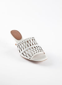 Mules 55 en cuir ajourées - Blanc Craie