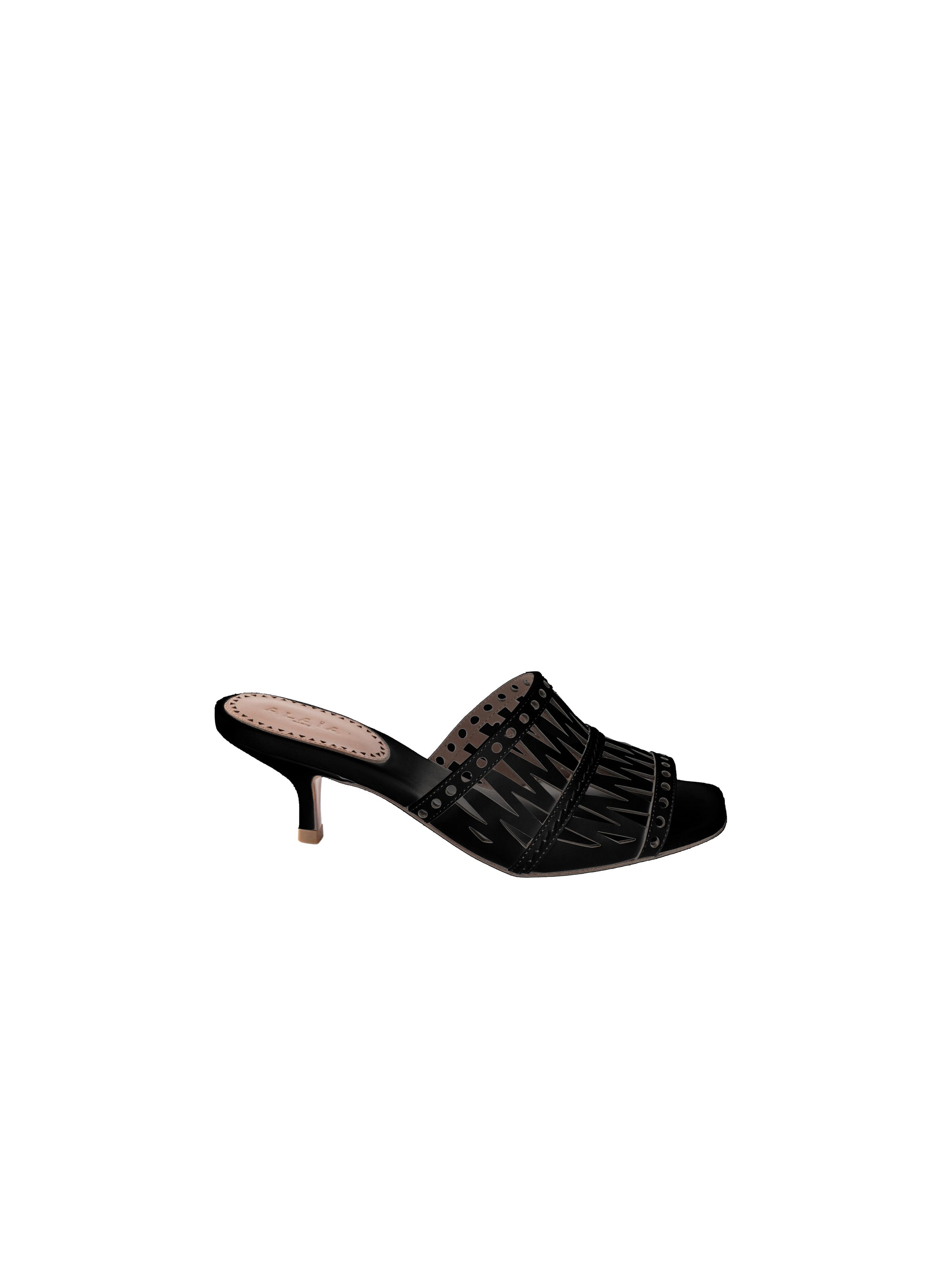 Mules 55 in perforated leather - Intense Black