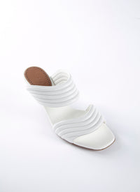 Mules 55 en cuir géométriques - Blanc Cassé